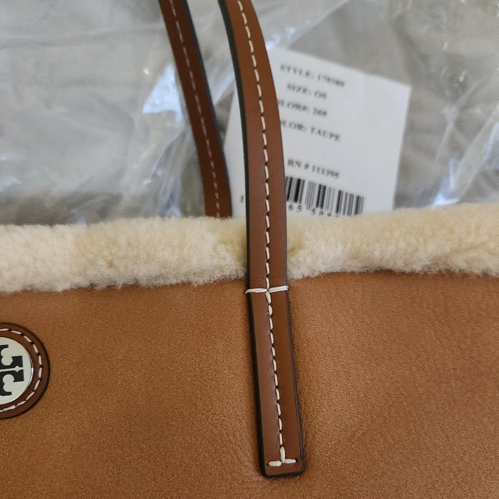 Tory Burch Blake Shearling Large Tote With Leather Pouch